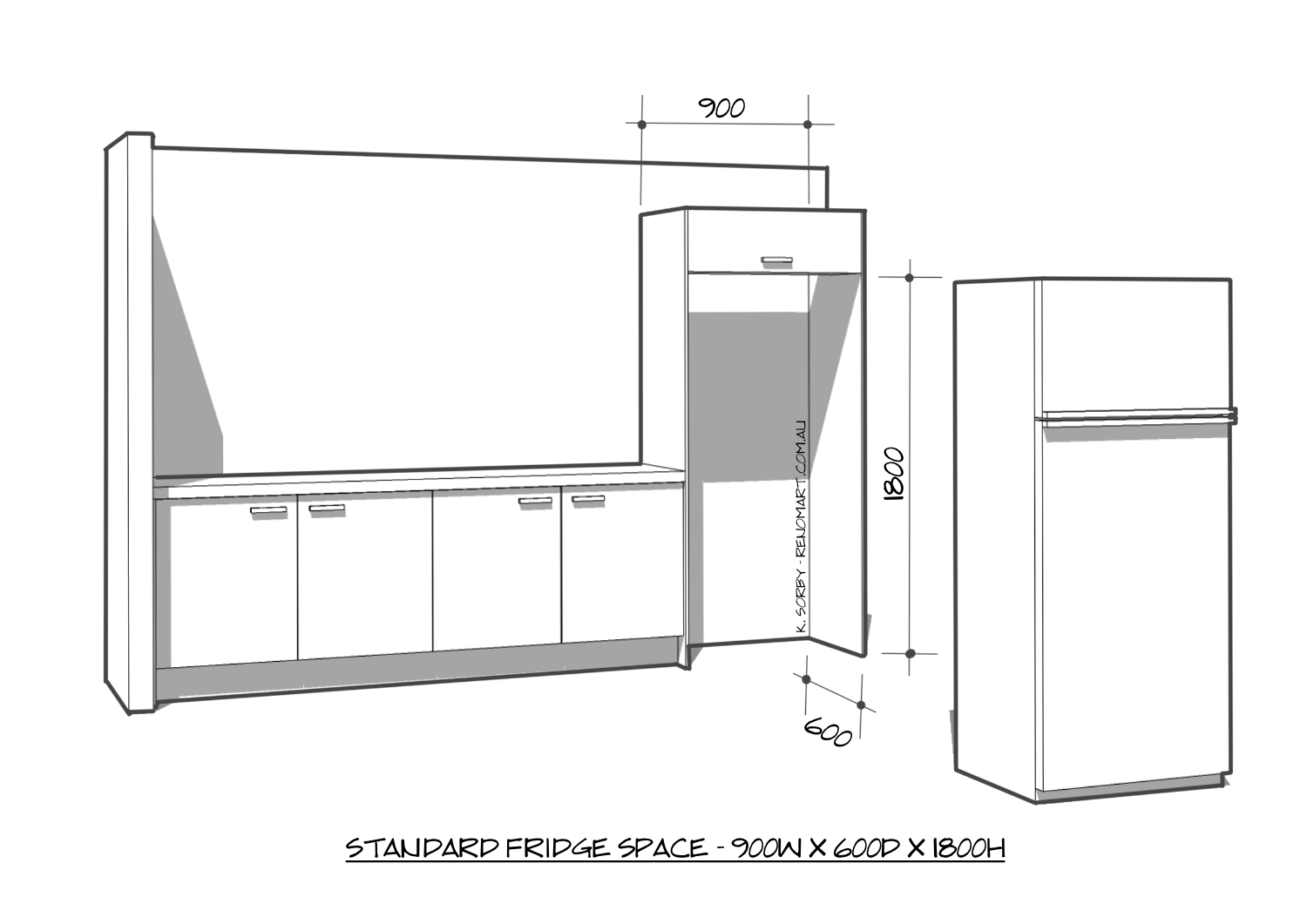 Standard fridge space illustration