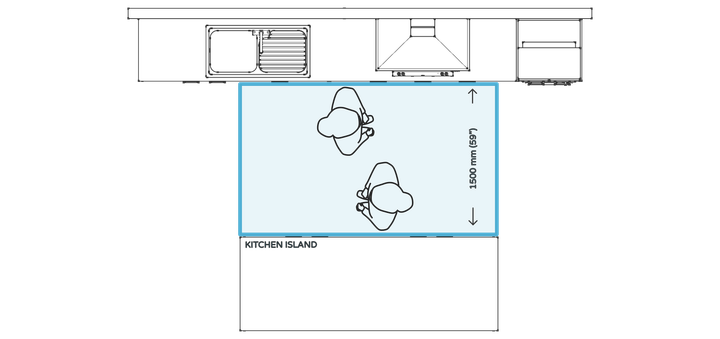 Kitchen design rule #8 - ideal distance from benchtop to island in a 2 cook kitchen